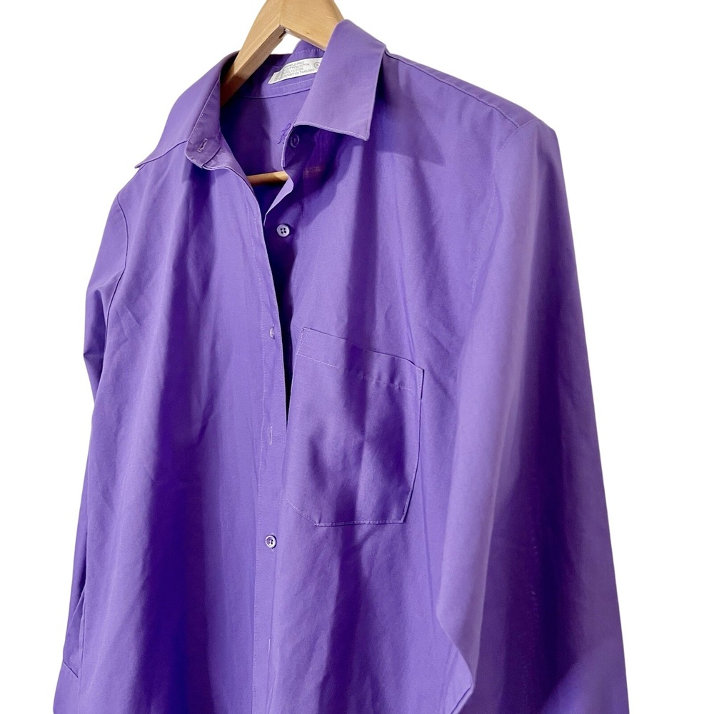 Foxcroft Wrinkle Free Purple Cotton Blend Button Down Shirt Womens‎ S Designer